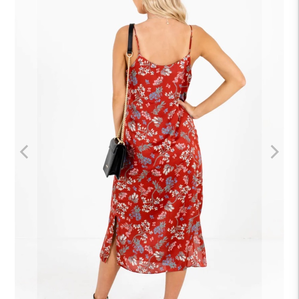 Forever 21 Draped Collar Floral Midi Sleeveless Dress Size Small - Picture 5 of 17